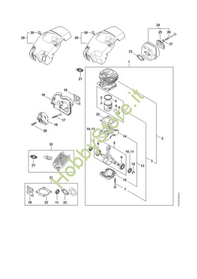 Picture of Carter albero a gomito, Cilindro, Silenziatore, Cappottatura MS 182 C-BE