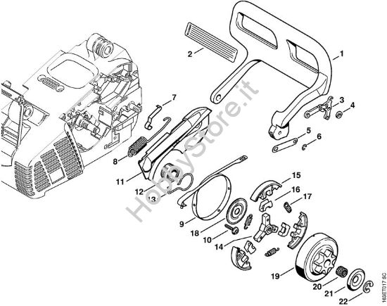 Protezione mano, freno catena Motoseghe a benzina (MS) MS 190 T della marca STIHL