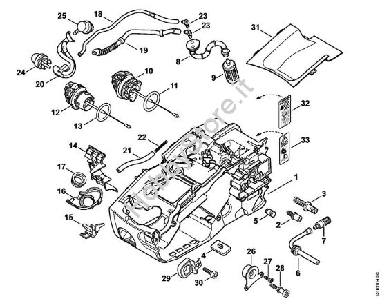 Carcassa motore Motoseghe a benzina (MS) MS 192 C-E della marca STIHL