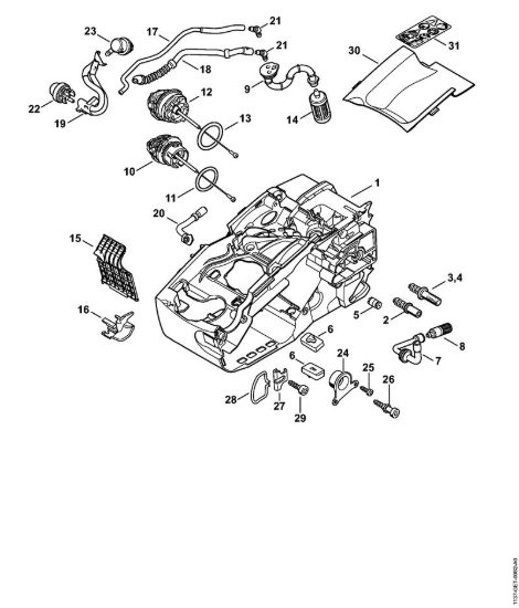 Carcassa motore Motoseghe a benzina (MS) MS 193 TC-E della marca STIHL