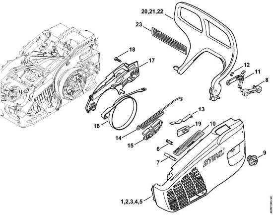 Coperchio rocchetto catena Motoseghe a benzina (MS) MS 193 TC-E della marca STIHL