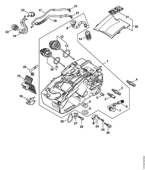 Carcassa motore Motoseghe a benzina (MS) MS 194 TC-E della marca STIHL