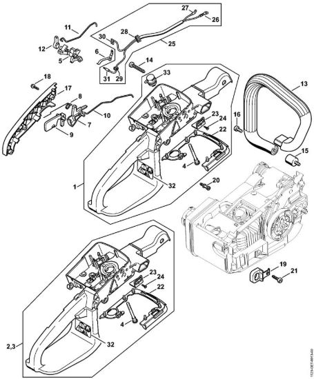 Corpo impugnatura MS 200 T Motoseghe a benzina (MS) MS 200 della marca STIHL