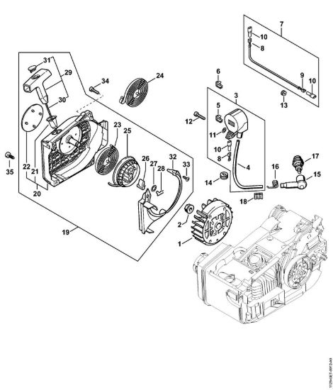 Impianto di accesione, dispositivo di avviamento Motoseghe a benzina (MS) MS 200 T della marca STIHL