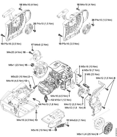 Coppie di serraggio Motoseghe a benzina (MS) MS 201 C-EM della marca STIHL
