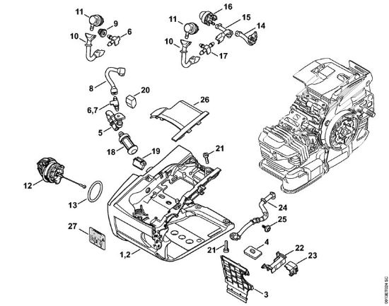 Corpo serbatoio Motoseghe a benzina (MS) MS 201 C-M della marca STIHL