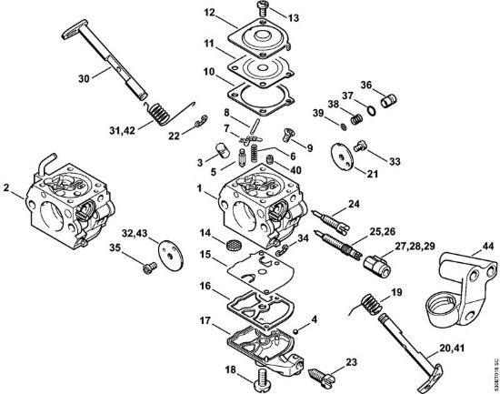 Carburatore C1Q-100335, C1Q-S86 Motoseghe a benzina (MS) MS 210 della marca STIHL