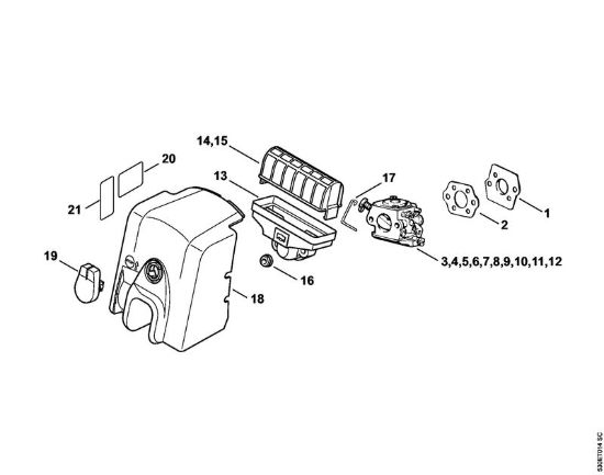 Filtro aria Motoseghe a benzina (MS) MS 210 C-B della marca STIHL