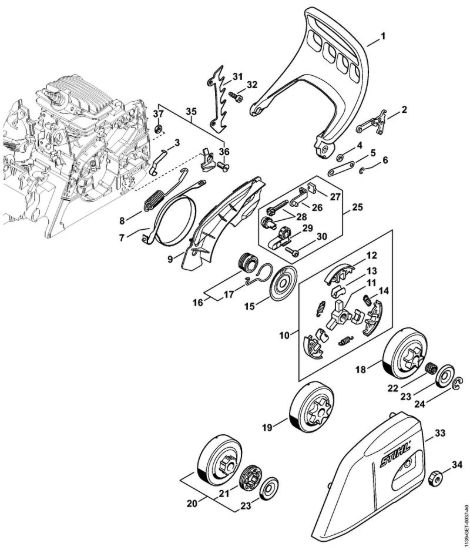 Protezione mano, freno catena MS 211 Motoseghe a benzina (MS) MS 211 della marca STIHL