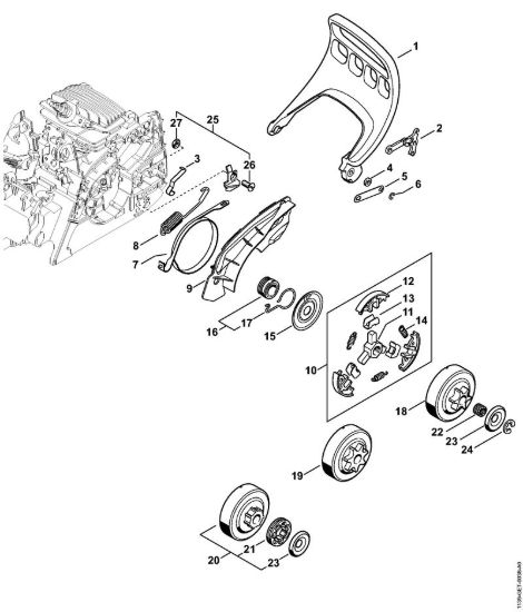 Protezione mano, freno catena MS 211 C-BE Motoseghe a benzina (MS) MS 211 C-BE della marca STIHL