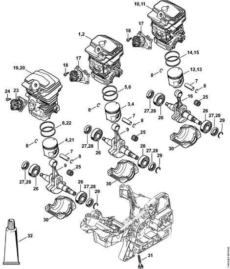 Cilindro Motoseghe a benzina (MS) MS 231 della marca STIHL