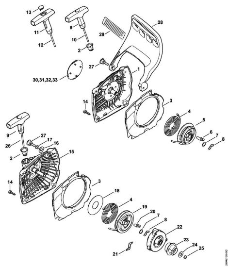 Dispositivo di avviamento, Protezione mano Motoseghe a benzina (MS) MS 231 C-BE della marca STIHL