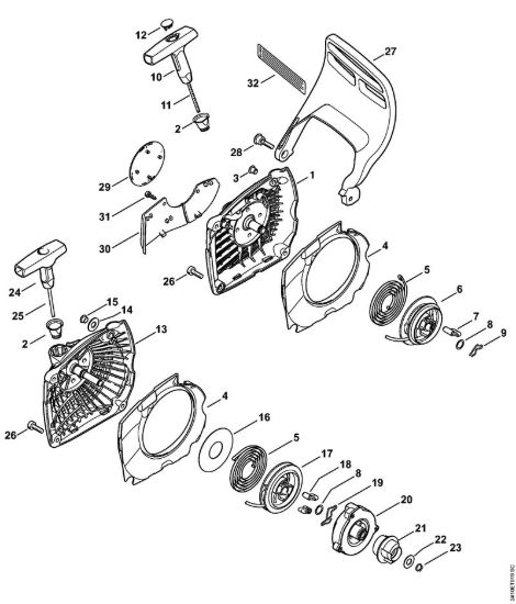 Dispositivo di avviamento, Protezione mano Motoseghe a benzina (MS) MS 241 C-BEM della marca STIHL