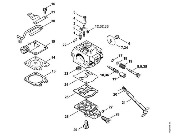 Carburatore WTE-1, WTE-2, WTE-4, WTE-11 Motoseghe a benzina (MS) MS 260-D della marca STIHL
