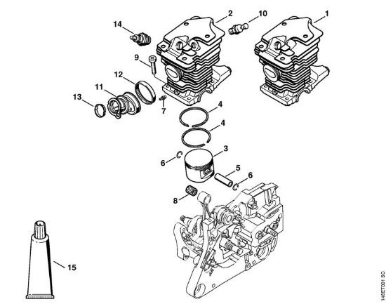 Cilindro MS 280 Motoseghe a benzina (MS) MS 280 C-B della marca STIHL
