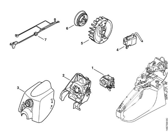 Impianto di accesione (Gestione intelligente del motore) Motoseghe a benzina (MS) MS 280 C-B della marca STIHL