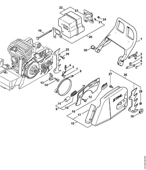 Freno catena, silenziatore Motoseghe a benzina (MS) MS 290 della marca STIHL