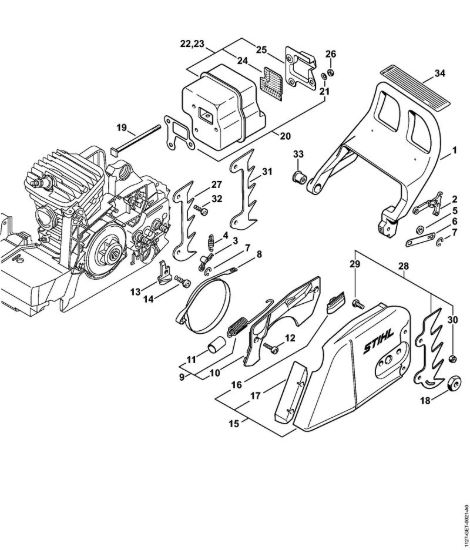 Freno catena, silenziatore Motoseghe a benzina (MS) MS 290-Z della marca STIHL
