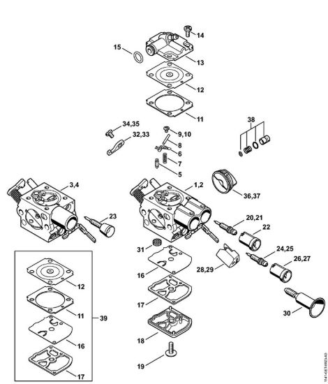 Carburatore C1Q-S247, C1Q-S253, C1Q-S212, C1Q-S179 Motoseghe a benzina (MS) MS 291 C-BEQ della marca STIHL