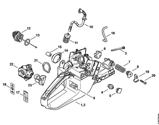 Corpo serbatoio Motoseghe a benzina (MS) MS 341 della marca STIHL