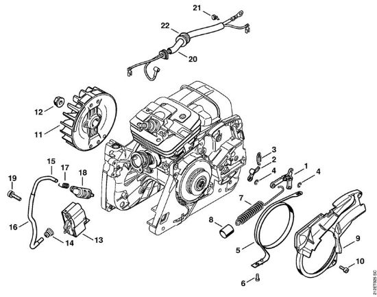 Freno catena, Impianto di accesione Motoseghe a benzina (MS) MS 341 della marca STIHL