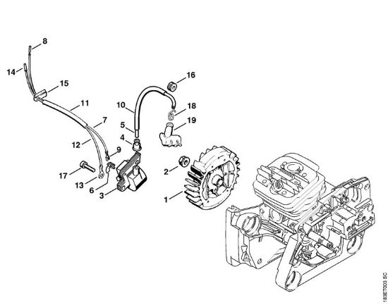 Impianto di accesione Motoseghe a benzina (MS) MS 360 C della marca STIHL