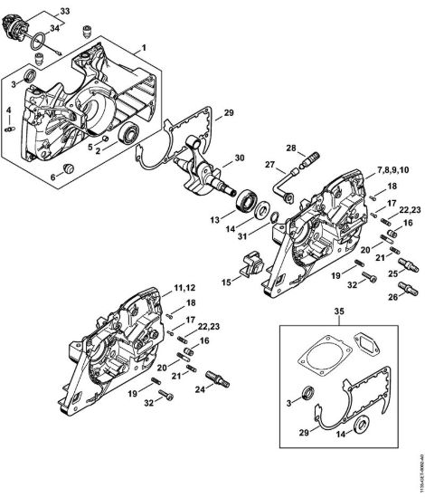 Carter albero a gomito Motoseghe a benzina (MS) MS 361 C-BQ della marca STIHL