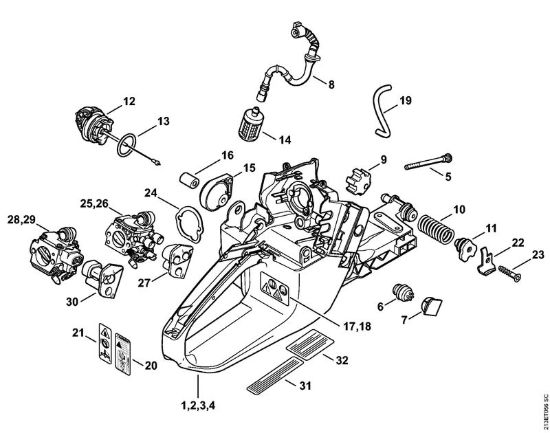 Corpo serbatoio Motoseghe a benzina (MS) MS 361-VW della marca STIHL