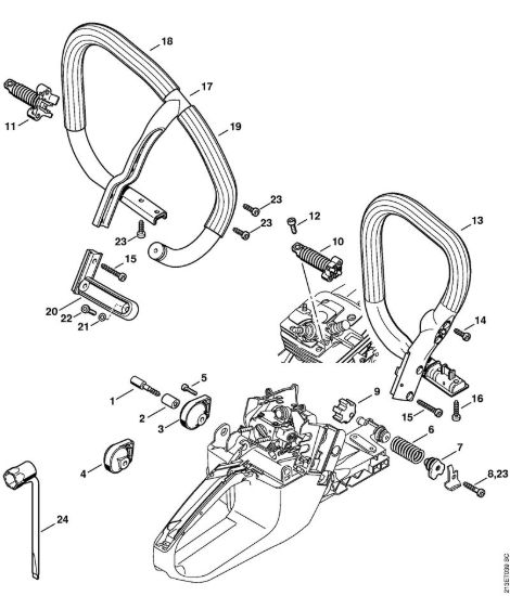 Sistema AV, Manico tubolare Motoseghe a benzina (MS) MS 361-VW della marca STIHL