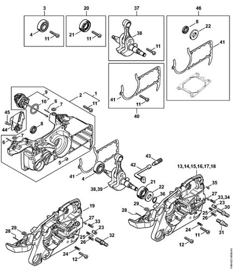 Carter albero a gomito Motoseghe a benzina (MS) MS 362 C-M della marca STIHL