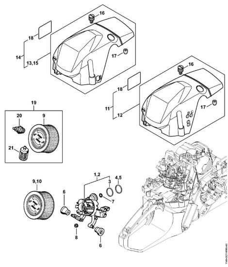 Filtro aria, cappottatura Motoseghe a benzina (MS) MS 362-VW della marca STIHL