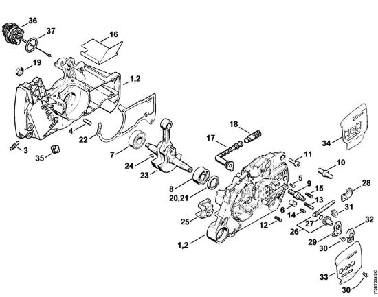 Carter albero a gomito, albero a gomito Motoseghe a benzina (MS) MS 440-Z della marca STIHL
