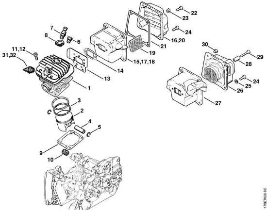Cilindro Motoseghe a benzina (MS) MS 440-Z della marca STIHL