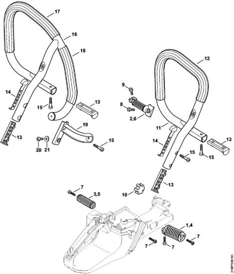 Sistema AV, Manico tubolare Motoseghe a benzina (MS) MS 441 della marca STIHL