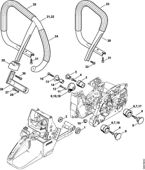 Sistema AV, Manico tubolare Motoseghe a benzina (MS) MS 461-VW della marca STIHL