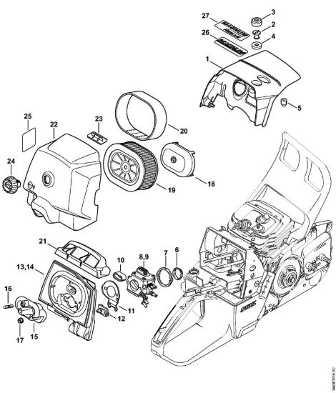 Cappottatura, filtro aria Motoseghe a benzina (MS) MS 461-Z della marca STIHL