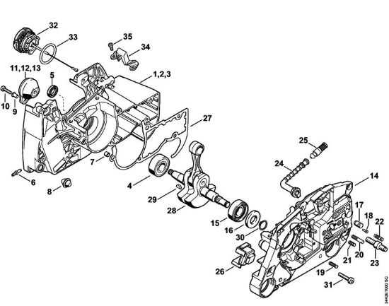 Carter albero a gomito, albero a gomito Motoseghe a benzina (MS) MS 461-Z della marca STIHL