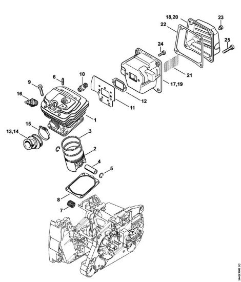 Cilindro, silenziatore Motoseghe a benzina (MS) MS 461-Z della marca STIHL