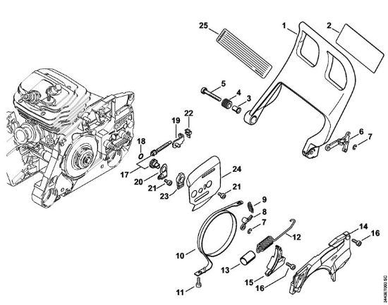 Protezione mano, freno catena, Dispositivo tendicatena Motoseghe a benzina (MS) MS 461-Z della marca STIHL
