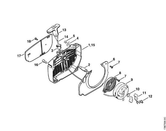 Dispositivo di avviamento Motoseghe a benzina (MS) MS 650 Magnum BR della marca STIHL