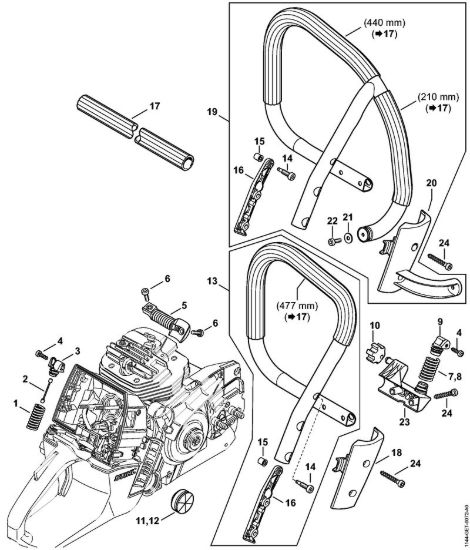 Sistema AV, Manico tubolare Motoseghe a benzina (MS) MS 661 della marca STIHL