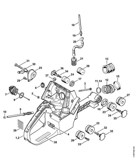 Corpo serbatoio, sistema AV Motoseghe a benzina (MS) MS 880-R della marca STIHL