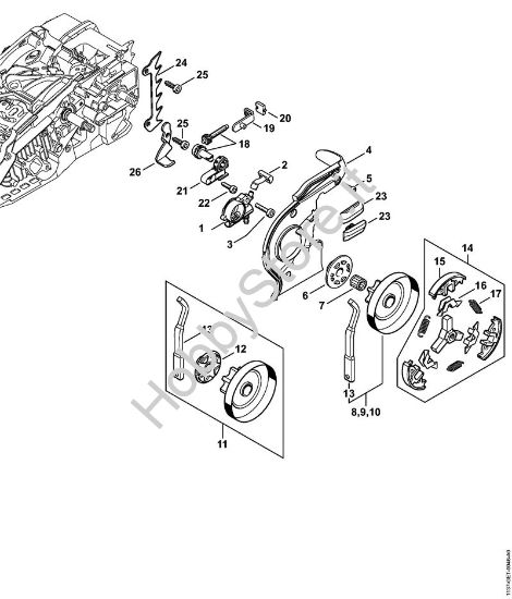 Pompa olio, frizione Motoseghe a benzina (MS) MS 194 T della marca STIHL