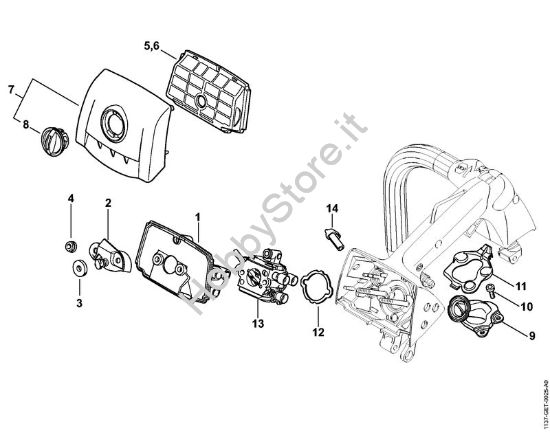 Filtro aria, manicotto elastico Motoseghe a benzina (MS) MS 194 TC-E della marca STIHL