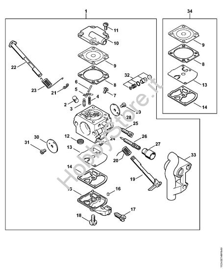 Carburatore C1Q-S127 Motoseghe a benzina (MS) MS 200 della marca STIHL