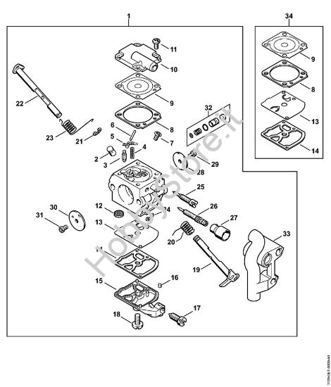 Carburatore C1Q-S129 Giappone Motoseghe a benzina (MS) MS 200 della marca STIHL