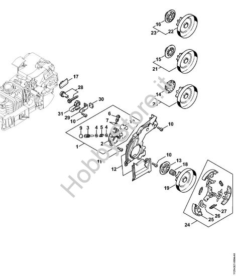 Pompa olio, frizione Motoseghe a benzina (MS) MS 200 della marca STIHL