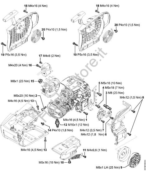 Coppie di serraggio Motoseghe a benzina (MS) MS 201 della marca STIHL