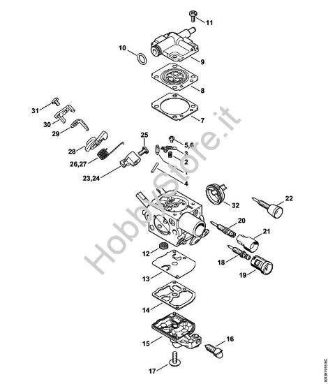 Carburatore C1Q-S251, C1Q-S249, C1Q-S215, C1Q-S189 Motoseghe a benzina (MS) MS 201 C-E della marca STIHL