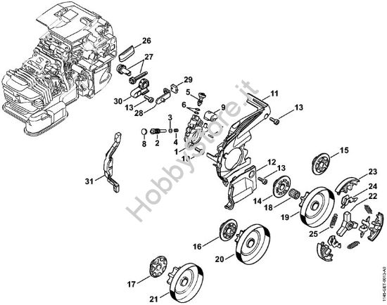 Pompa olio, frizione Motoseghe a benzina (MS) MS 201 C-EM della marca STIHL